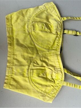 Neon Yellow Strapless Bustier Crop Top